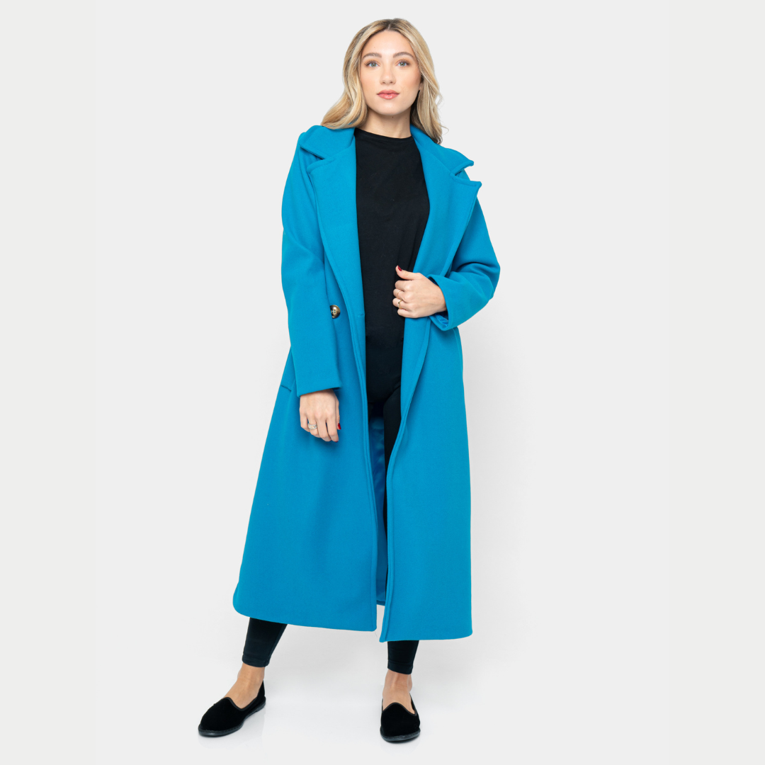 Cappotto lana misto cammello - Azzurro