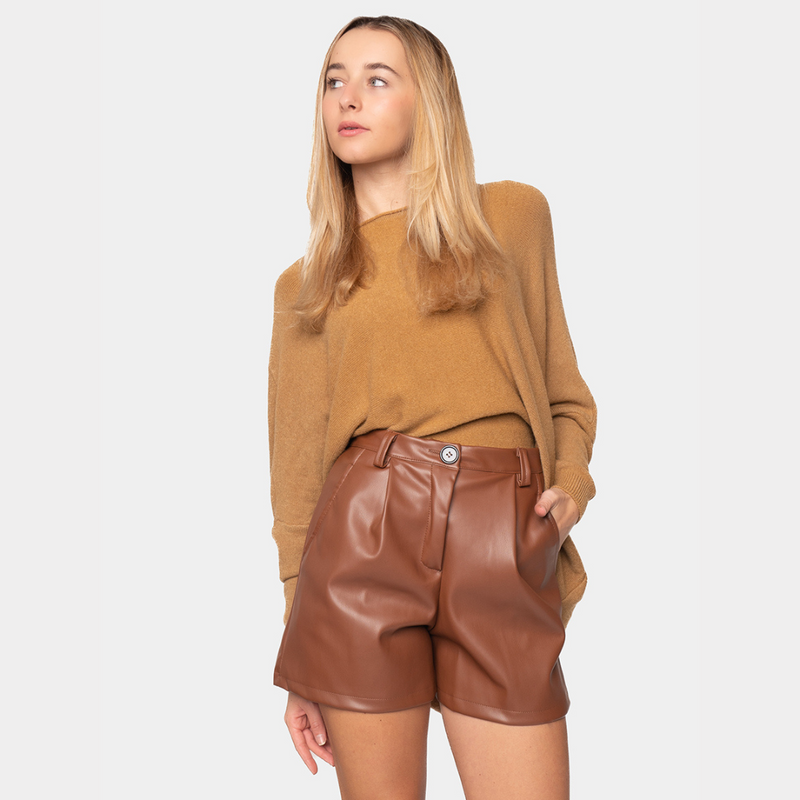 PANTALONCINI IN SIMILPELLE Fango